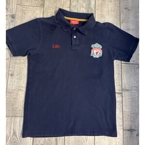 Official Liverpool FC Men’s Polo Shirt Navy Blue With Embroidered Logo Medium